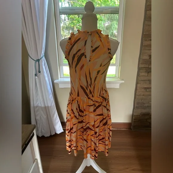 Venus Smock Tiered Midi Dress/Orange Patterned Size Small NWOT🤎 - Picture 5 of 5